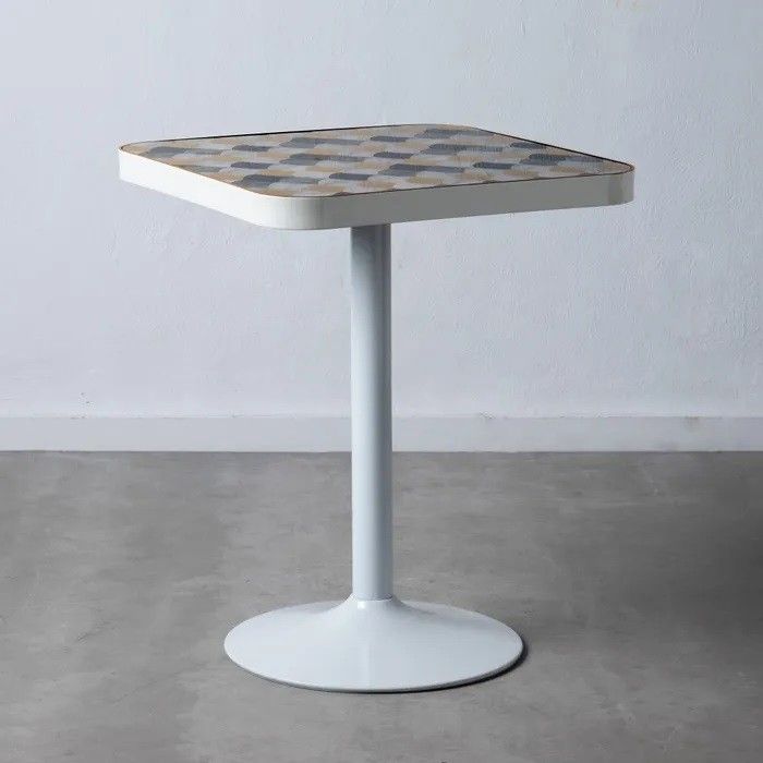 Mesa Bar Geométrico Oro Blanco, 75 Cm