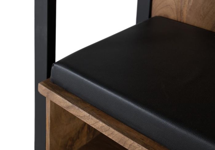 Perchero con Asiento Madera Mango Negro, 90 Cm