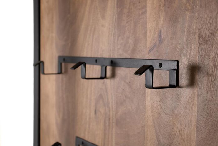 Perchero con Asiento Madera Mango Negro, 90 Cm