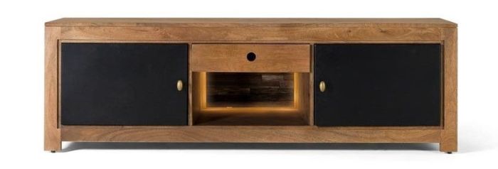 Mueble TV con iluminación interior Madera Mango, 160 Cm
