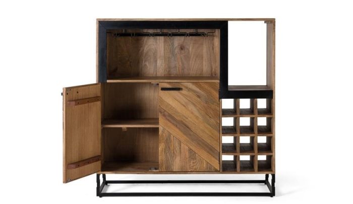Mueble Bar Madera Mango Metal, 120 Cm