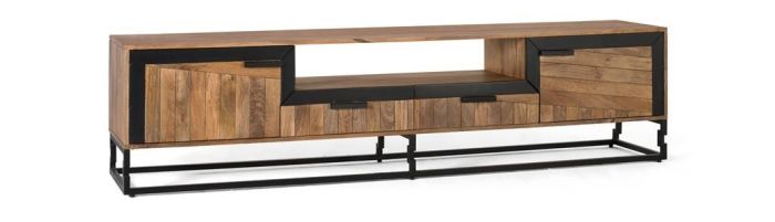 Mueble TV Madera Mango 2 Puertas 2 Cajones, 200 Cm