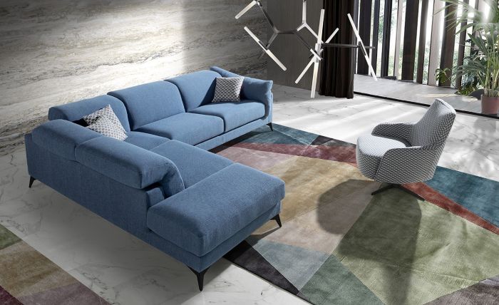Sofá 4 Plazas Azul, 233 Cm