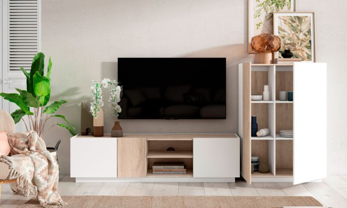 Mueble Auxiliar Blanco Natural 2 Puertas, 125,6 Cm
