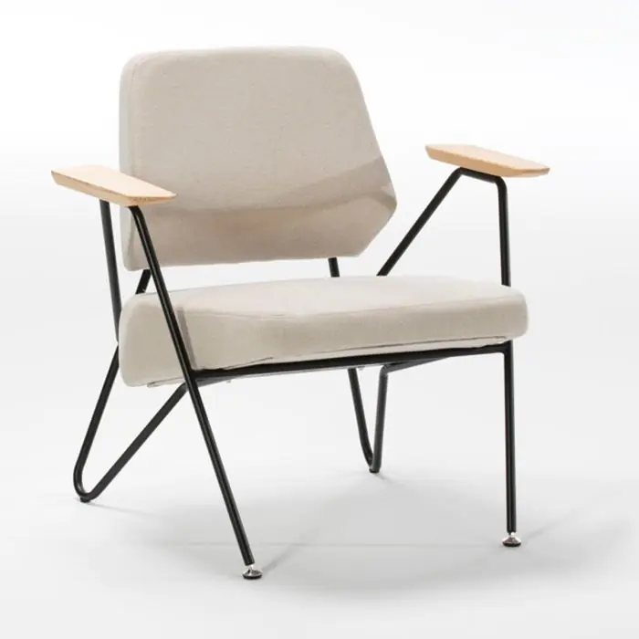 SILLON 80X71X77 METAL NEGRO/TELA BEIGE