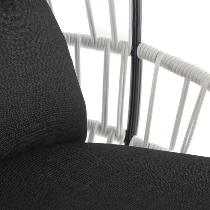 Sillón Cuerda Madera Metal Blanco/Negro/Natural, 113 Cm