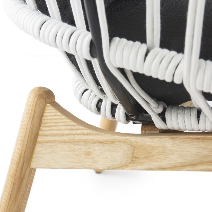 Sillón Cuerda Madera Metal Blanco/Negro/Natural, 113 Cm