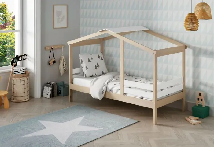Cama Cabaña Dormitorio Juvenil Ángel Natural/Blanco