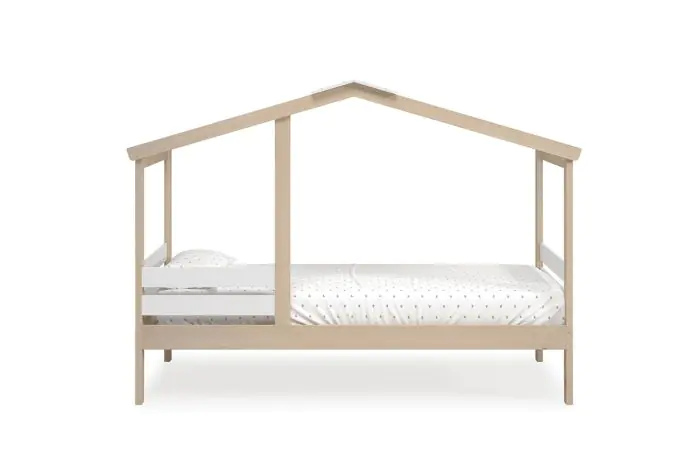 Cama Cabaña Ángel para Dormitorio Juvenil Madera Pino Natural/Blanco, 204'9 Cm