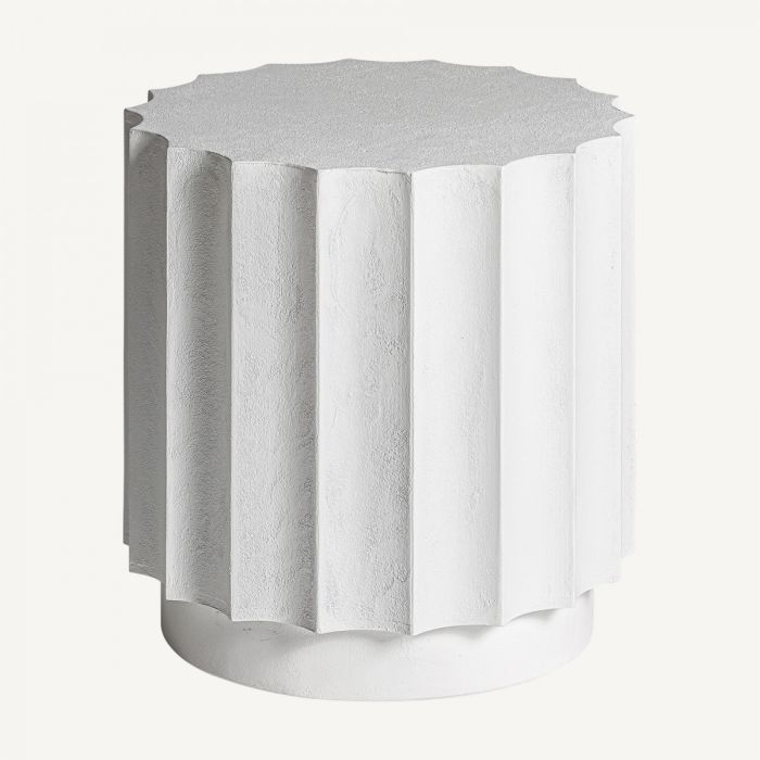 Mesa Auxiliar Resina Grava Color Blanco, 50 Cm