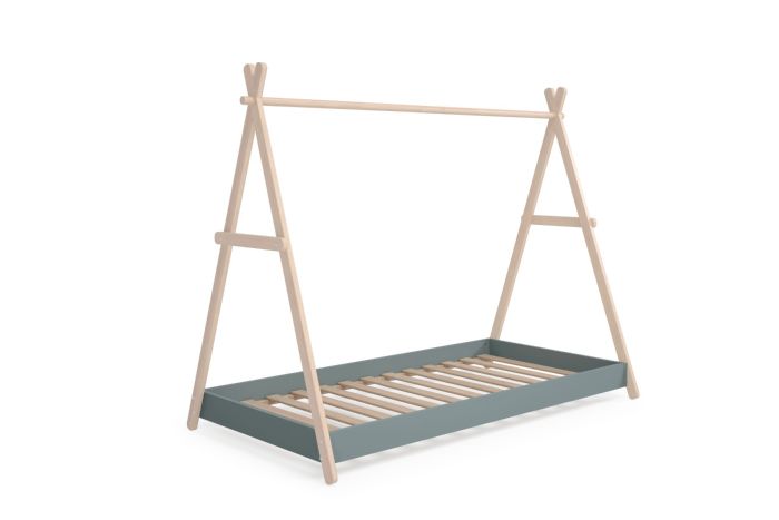Cama Tipi Trufa Estilo Nórdico-Moderno para Dormitorio Juvenil Color Natural Verde Kaki, 209'4 Cm 