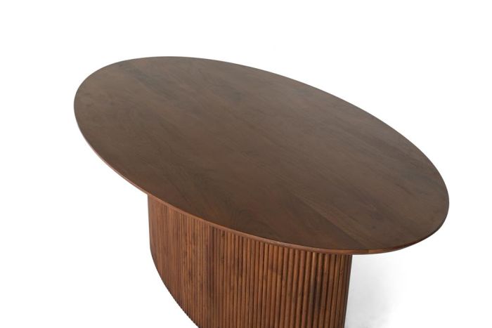 Mesa Comedor Ovalada Madera Recuperada Nogal, 200 Cm