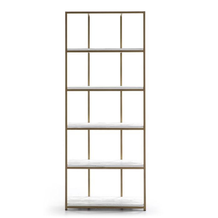 Estantería Madera Blanco/Metal Dorado,  80x38x200 Cm