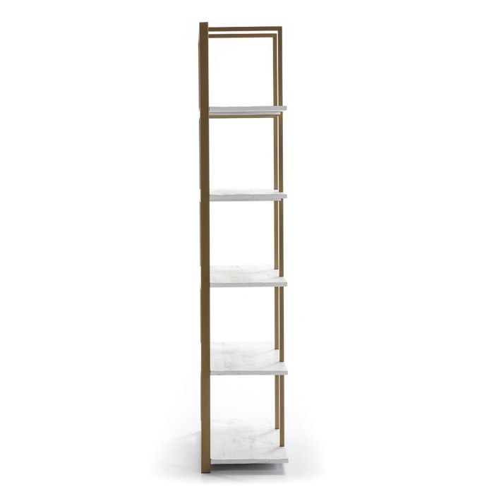 Estantería Madera Blanco/Metal Dorado,  80x38x200 Cm