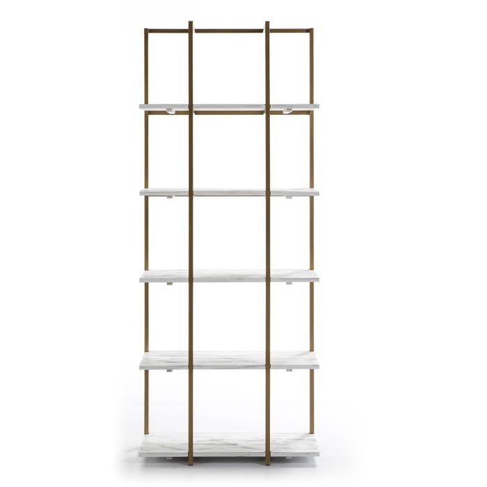 Estantería Madera Blanco/Metal Dorado,  80x38x200 Cm