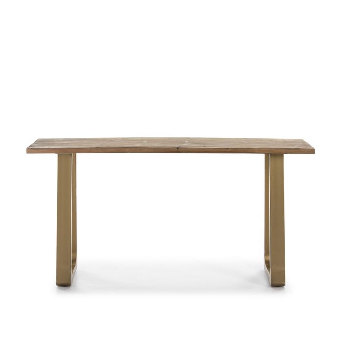 Consola 160x45x82 Madera Natural/Metal Dorado