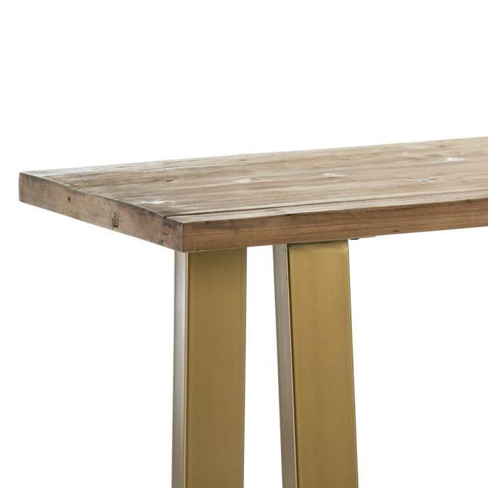 Consola 160x45x82 Madera Natural/Metal Dorado