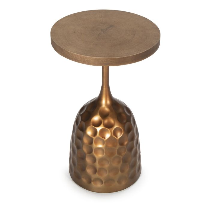 Mesa Auxiliar 35x35x60 Madera Natural/Metal Dorado