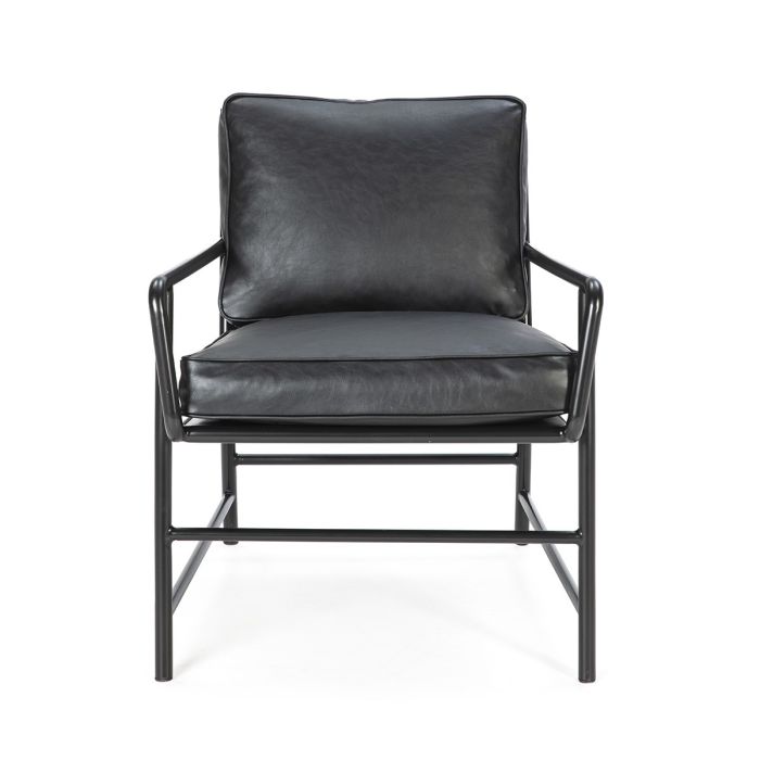 Sillón Polipiel Negro Metal Gris Oscuro, 63 Cm