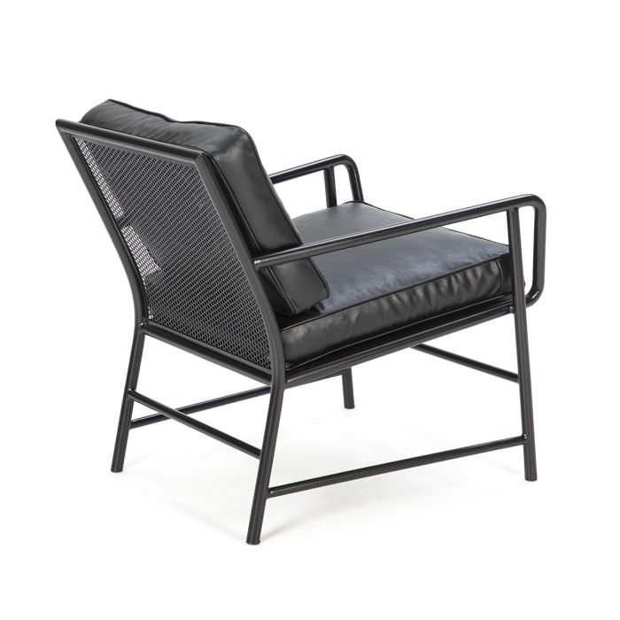Sillón 63x95x79 Metal Gris Oscuro/P.Piel Negro