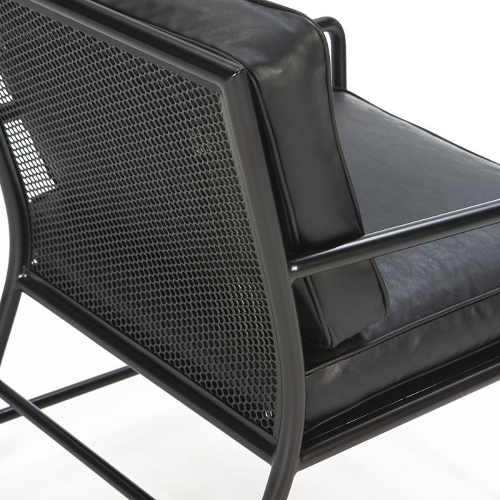 Sillón 63x95x79 Metal Gris Oscuro/P.Piel Negro