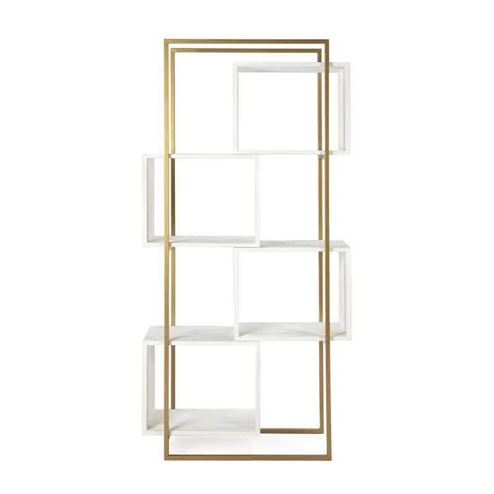 Estantería Madera Blanco/Metal Dorado, 95x38x195 Cm