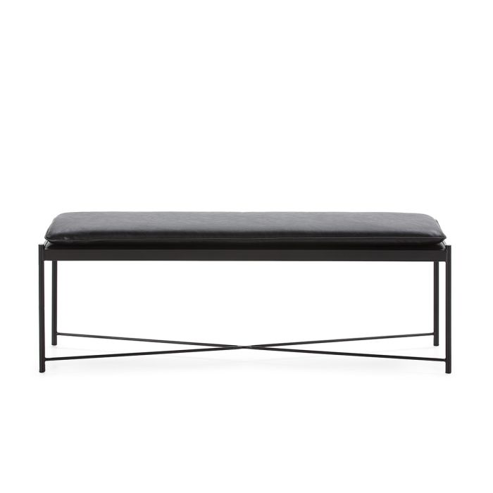 Banco 132x33x48 P.Piel Negro/Metal Negro