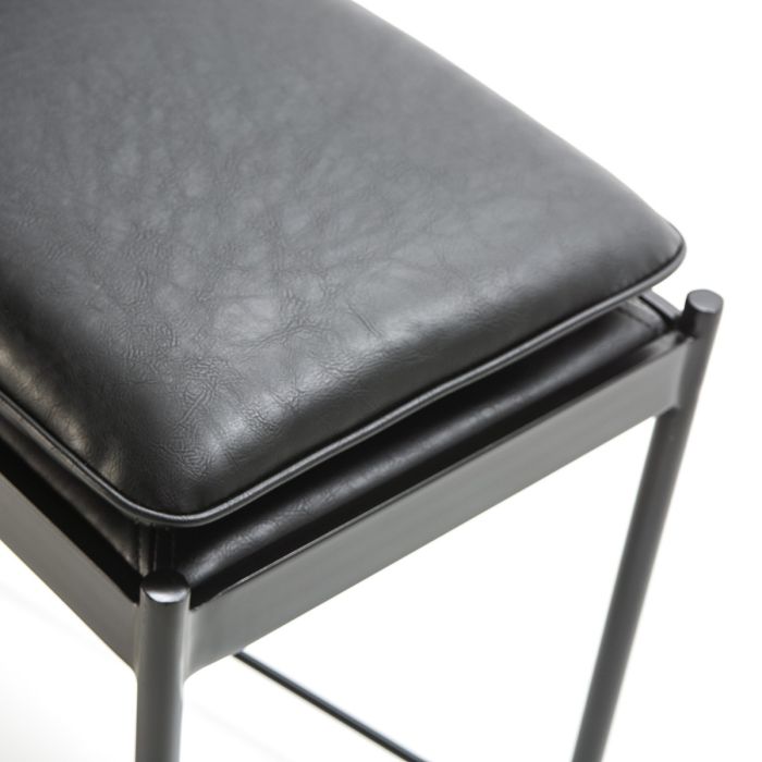 Banco 132x33x48 P.Piel Negro/Metal Negro