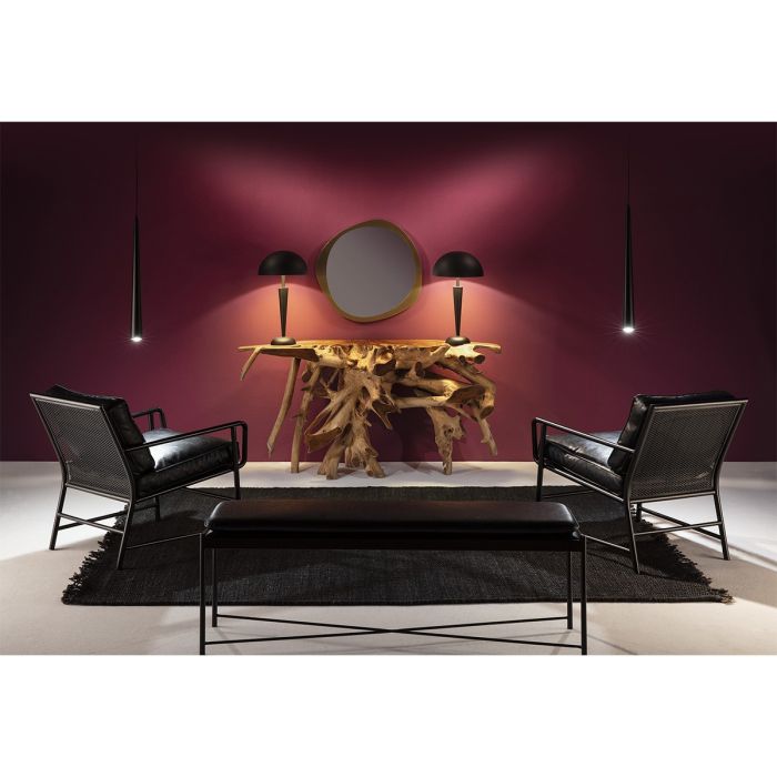 Banco 132x33x48 P.Piel Negro/Metal Negro