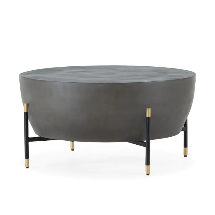 Mesa de Centro en Madera y Metal color Gris, Negro y Dorado.