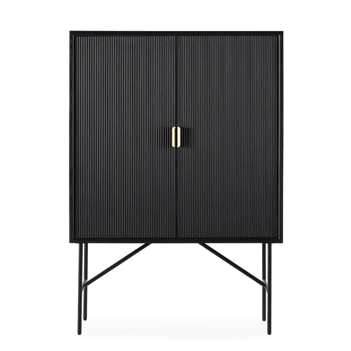 Armario 106x45x150 Madera de Olmo/Metal -- Negro/Dorado
