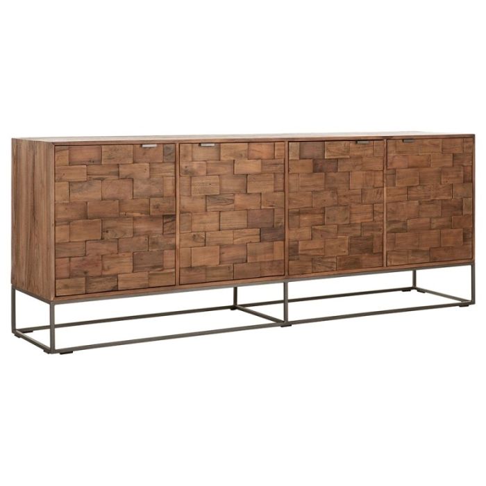 Aparador Bloques Estilo Vintage Madera Mixta Natural, 210 Cm