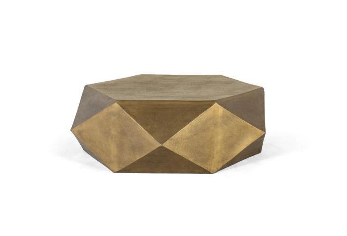 Mesa centro hexis dorado hexagonal