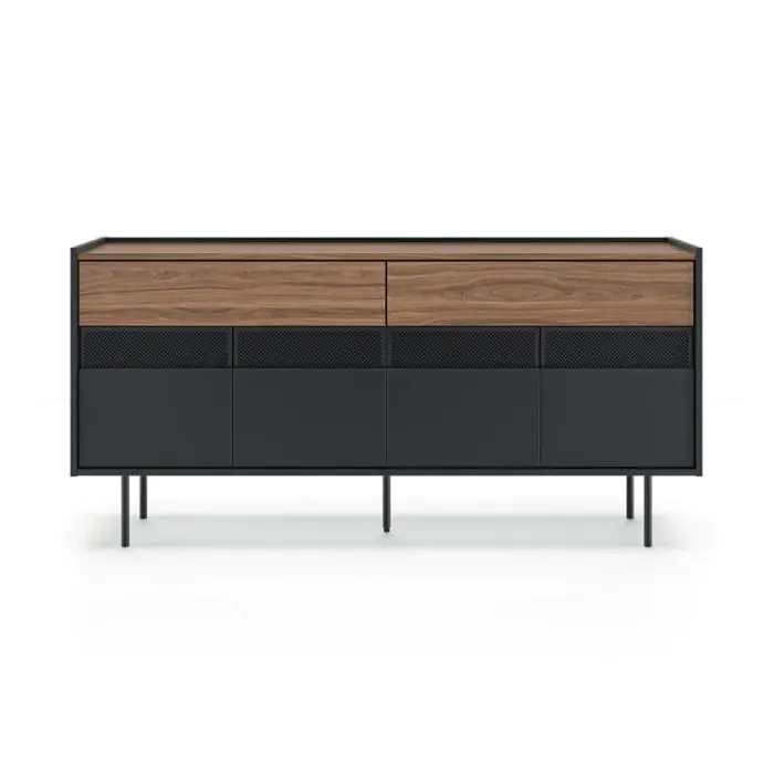 Aparador Radio Madera Nogal Negro 2 Cajones, 160 Cm
