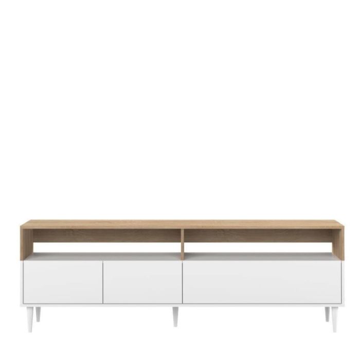 Mueble TV Madera Reciclada Blanco Natural, 180 Cm