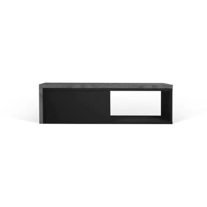 Mueble TV Madera Reciclada Color Negro Efecto Cemento, 110-203 Cm