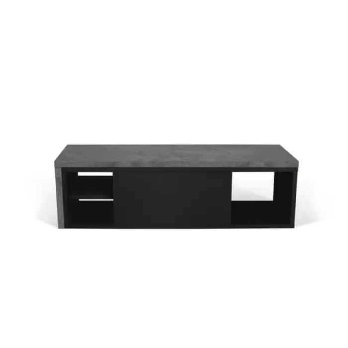 Mueble TV Madera Reciclada Color Negro Efecto Cemento, 110-203 Cm