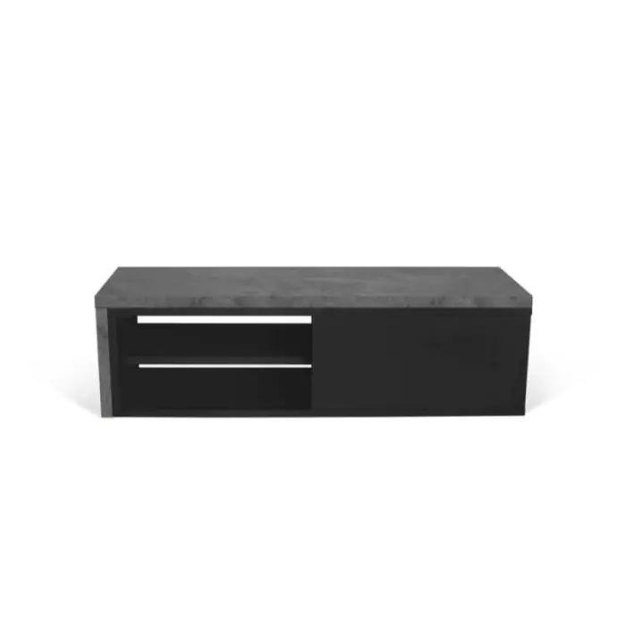 Mueble TV Madera Reciclada Color Negro Efecto Cemento, 110-203 Cm