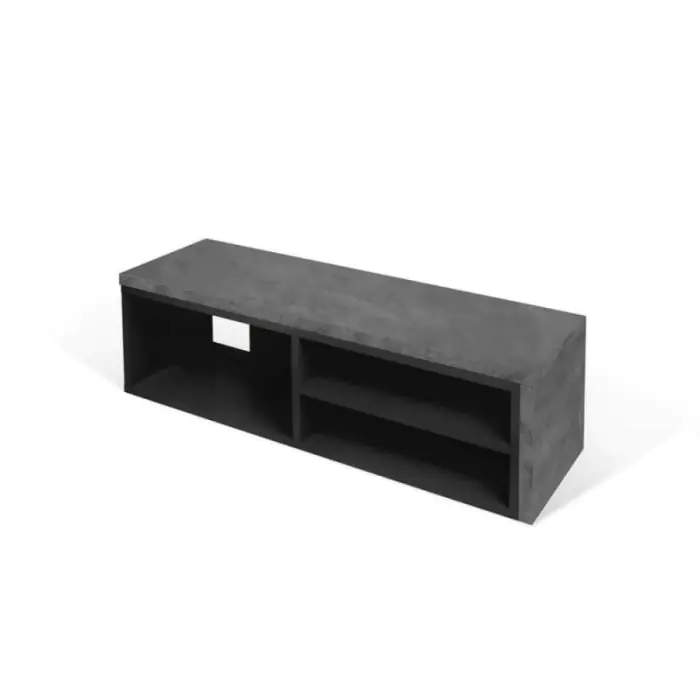 Mueble TV Madera Reciclada Color Negro Efecto Cemento, 110-203 Cm