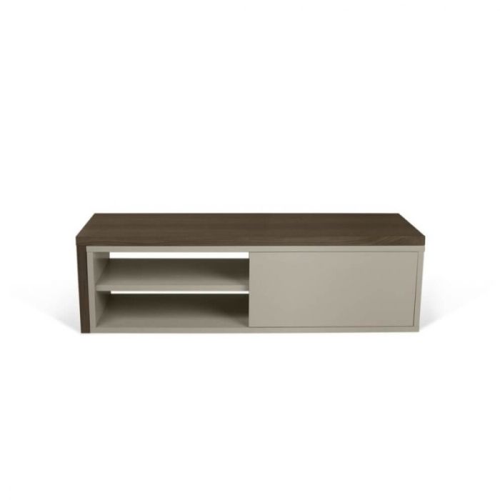 Mueble TV Madera Reciclada Blanco Nogal, 110-203 Cm