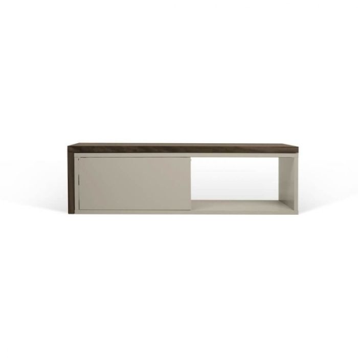 Mueble TV Madera Reciclada Blanco Nogal, 110-203 Cm