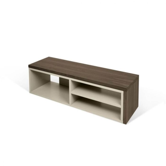 Mueble TV Madera Reciclada Blanco Nogal, 110-203 Cm