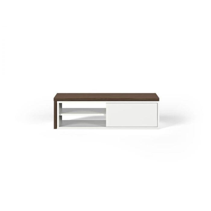 Mueble TV Madera Reciclada Blanco Nogal, 110-203 Cm