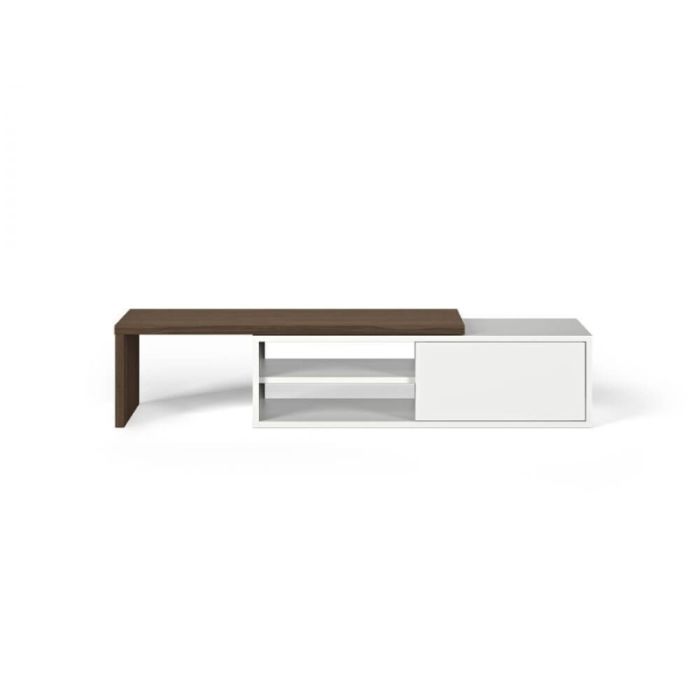 Mueble TV Madera Reciclada Blanco Nogal, 110-203 Cm