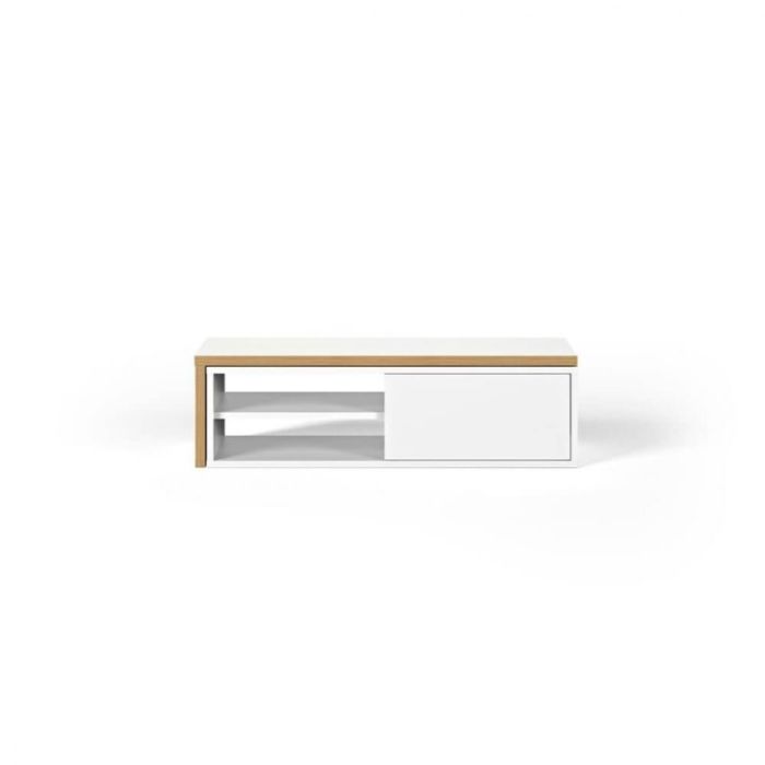 Mueble TV Madera Reciclada Blanco Nogal, 110-203 Cm