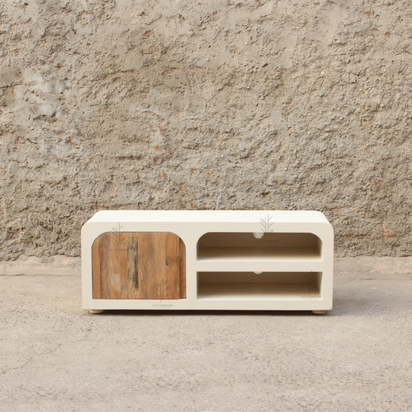 Mueble TV Ibiza Blanco Crema Natural, 120 Cm