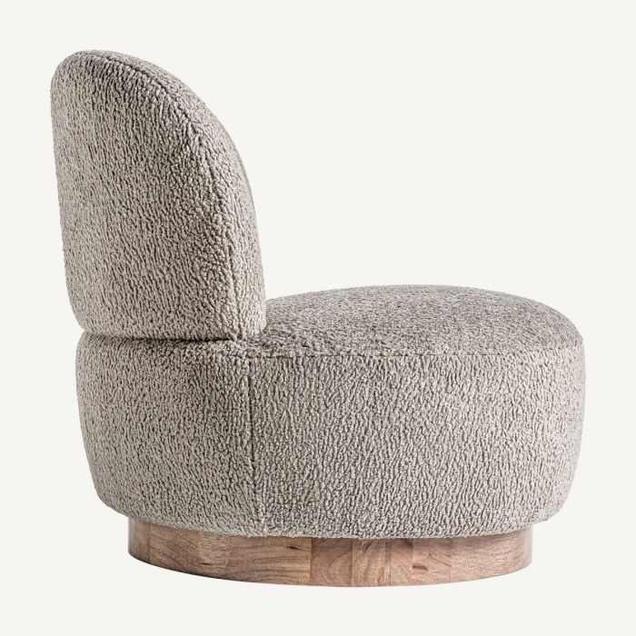 Sillón Tejido Bouclé Gris Madera Pino, 84 Cm