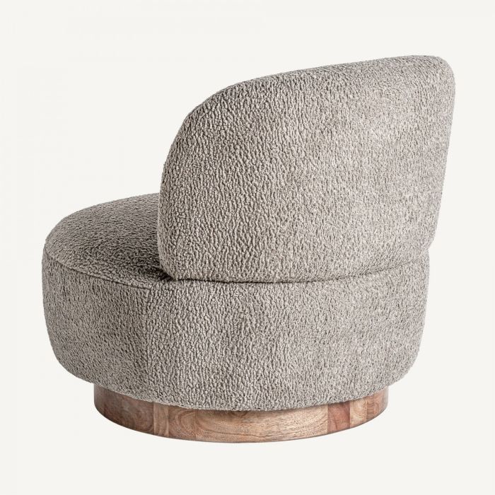 Sillón Tejido Bouclé Gris Madera Pino, 84 Cm