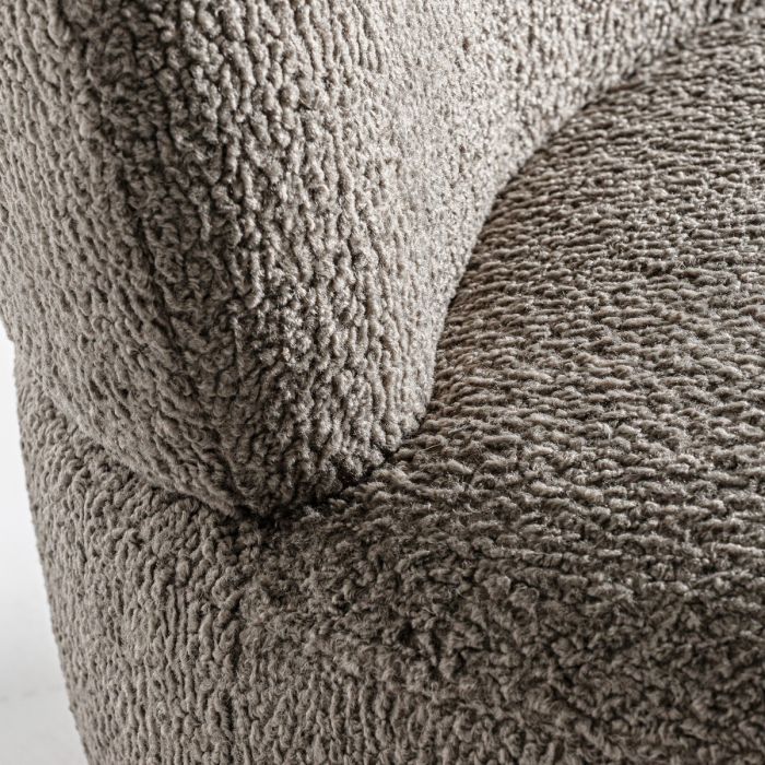 Sillón Tejido Bouclé Gris Madera Pino, 84 Cm
