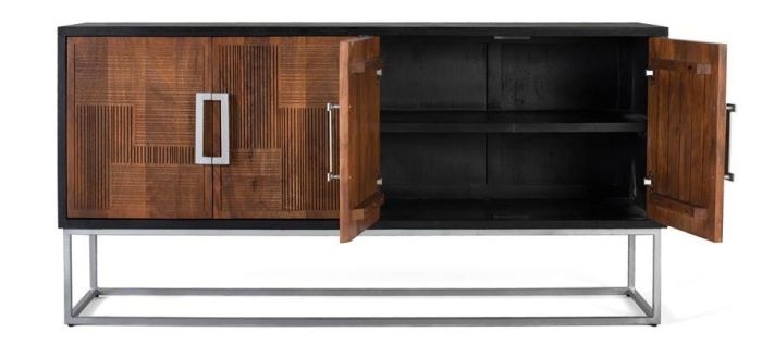 Aparador Diseño Relieve Madera Mango Metal, 170 Cm